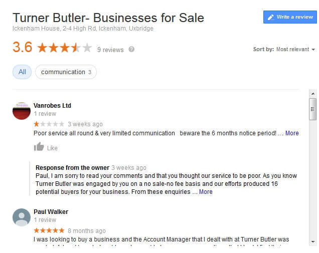 Google Reviews for Turner Butler